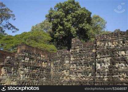 Bas-relief at Terrace of Leper King, Elephant Terrace, Angkor Thom, Siem Reap, Cambodia