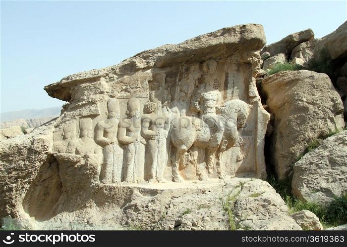 Bas-relief with horse and king in Naqsh-e Rajab