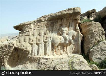 Bas-relief with horse and king in Naqsh-e Rajab