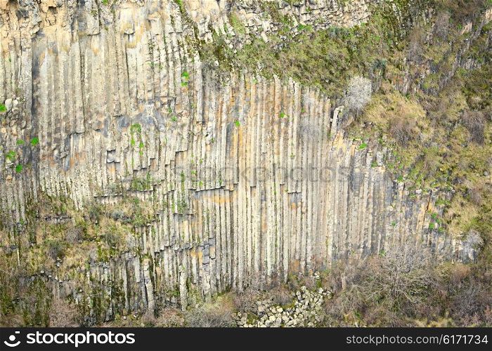 Basalt columns geological formation in Armenia
