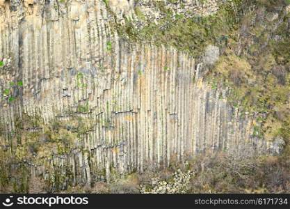 Basalt columns geological formation in Armenia