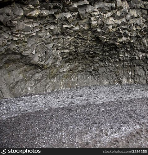 Basalt rock formation in cave