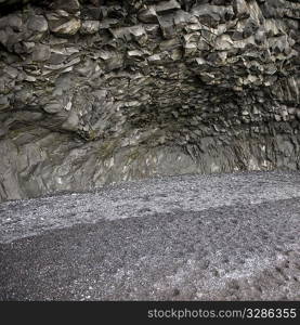 Basalt rock formation in cave