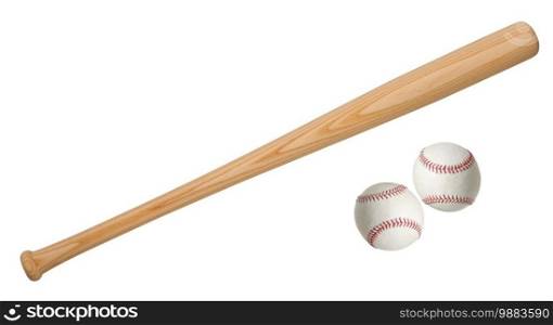 baseball ball and bat isolated on white background. baseball ball and bats