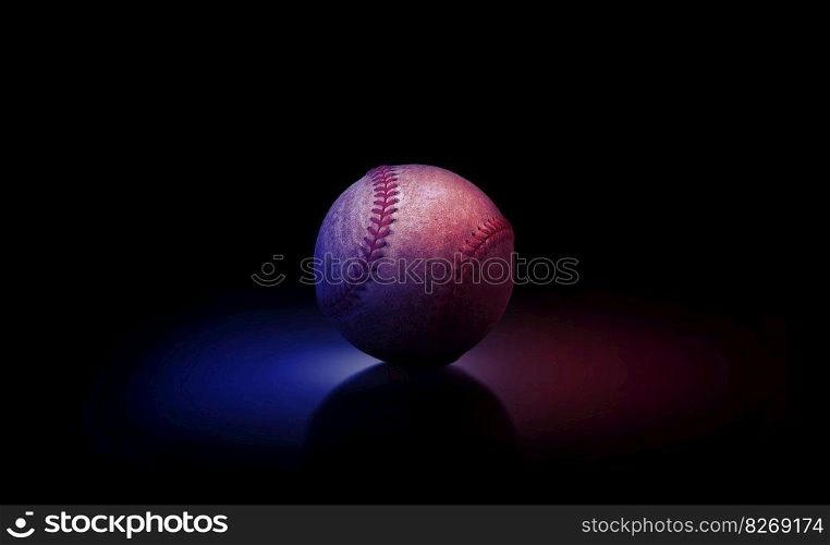 baseball ball. Blue neon Banner Art concept