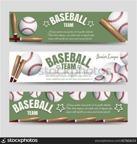 Baseball team banners. Sport horizontal banners template. Baseball team banners vector illustration