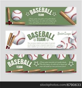 Baseball team banners. Sport horizontal banners template. Baseball team banners vector illustration