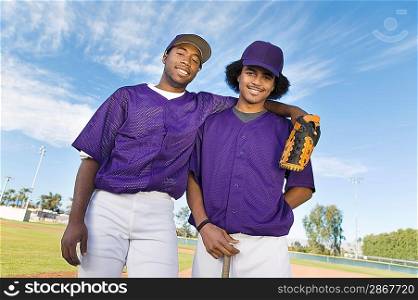 Baseball Teammates Standing on Field