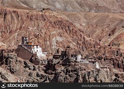 Basgo Gompa  Tibetan Buddhist monastery . Ladakh, India. Basgo monastery. Ladakh, India