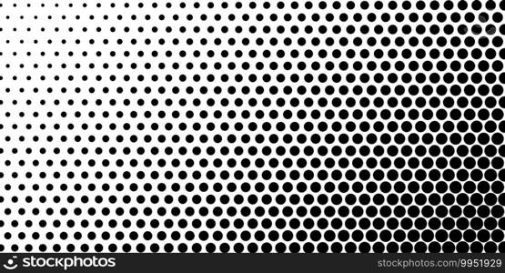 Basic black and white smooth halftone dots effect background.