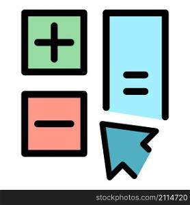 Basic calculator icon. Outline basic calculator vector icon color flat isolated. Basic calculator icon color outline vector
