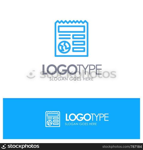 Basic, Document, Globe, Ui Blue outLine Logo with place for tagline