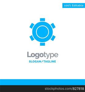 Basic, Gear, Setting, Ui Blue Solid Logo Template. Place for Tagline
