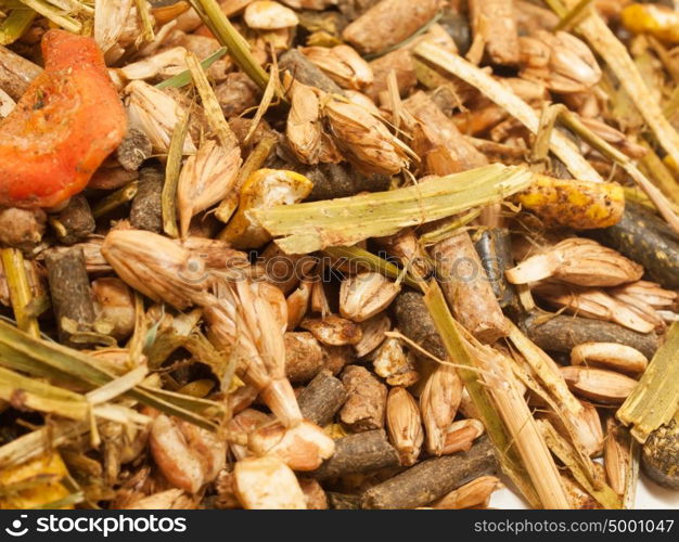 basic muesli with herbs background for horse