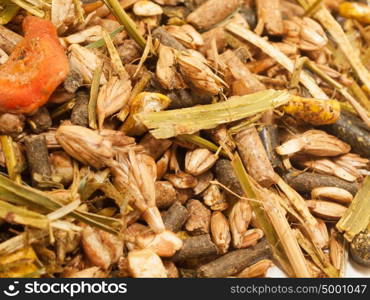 basic muesli with herbs background for horse