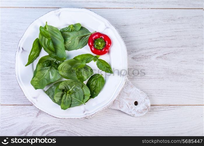 Basil leaves and paprika