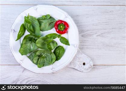 Basil leaves and paprika