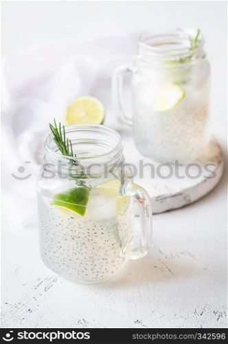 Basil seed drink in the mason jar