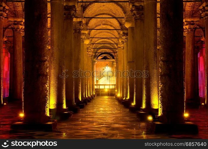 Basilica Cistern or Yerebatan Cistern in Istanbul, Turkey