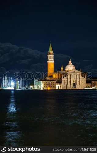 Basilica Di San Giorgio Maggiore in Venice in the night