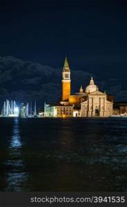 Basilica Di San Giorgio Maggiore in Venice in the night