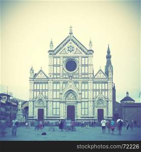 Basilica di Santa Croce in Florence, Italy. Retro style filtred image
