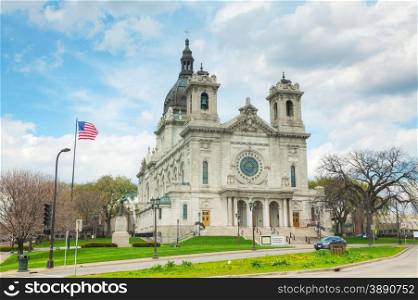 Basilica of Saint Mary in Minneapolis, MN on a cloudy day