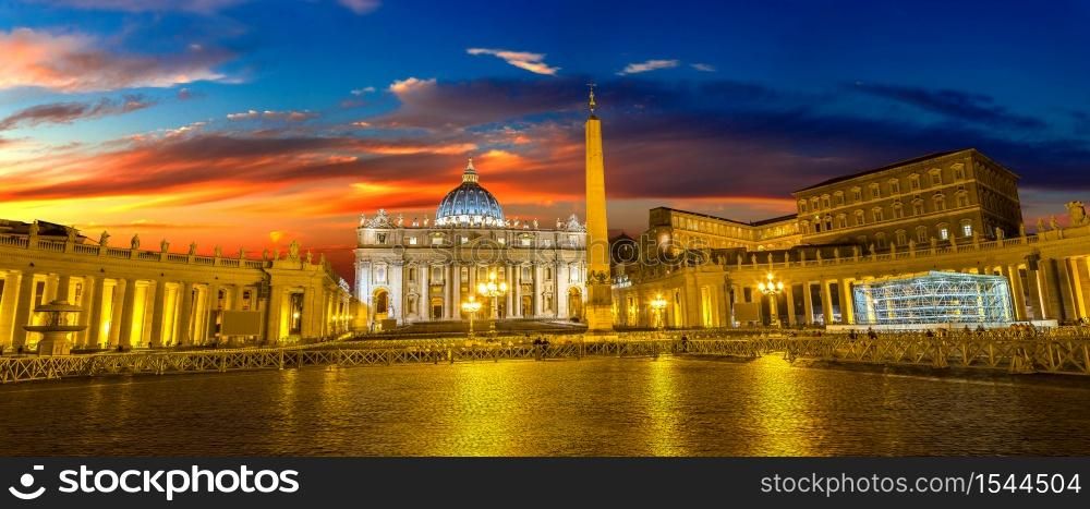 Basilica of Saint Peter in Vatican at beautiful sunset