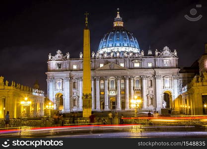 Basilica of Saint Peter in Vatican at summer night