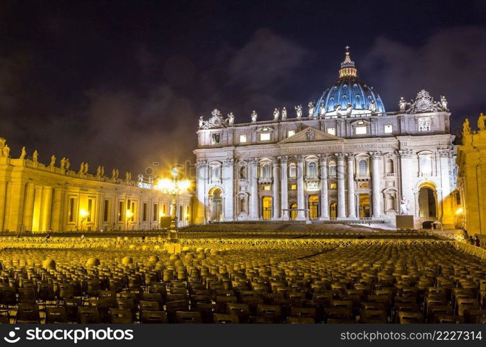 Basilica of Saint Peter in Vatican at summer night