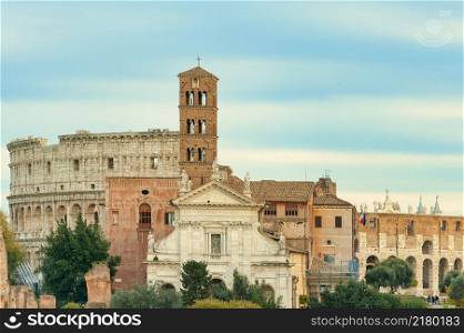 Basilica of Santa Francesca Romana near the colosseum in Rome Italy