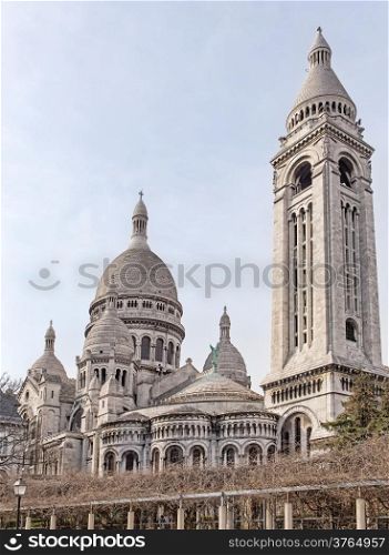 Basilica Sacre Coeur with its belfry in Paris, Monmartre, France