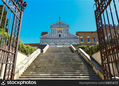 Basilica San Miniato al Monte at morning in Florence, Tuscany, Italy