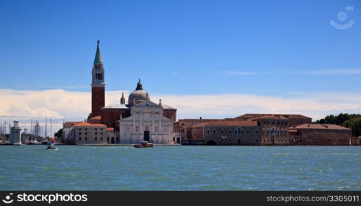 Basilica seen across Grand Canal from ferry on water