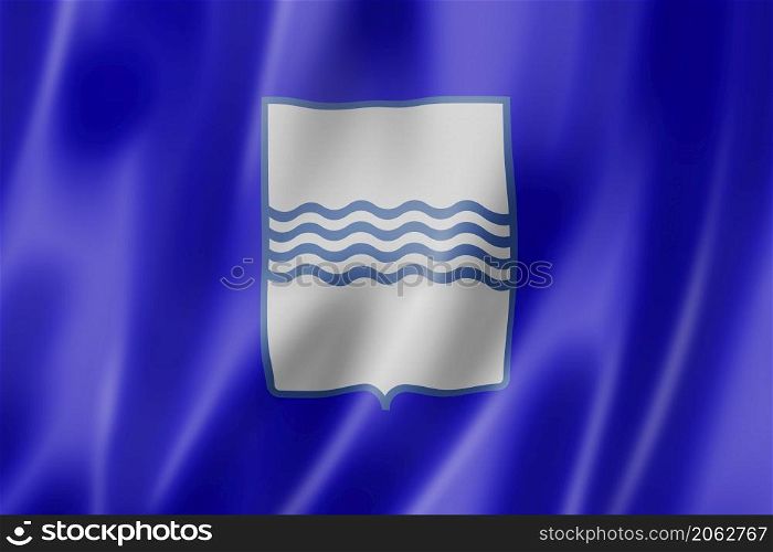 Basilicata region flag, Italy waving banner collection. 3D illustration. Basilicata region flag, Italy