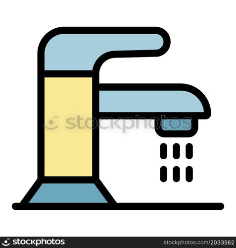 Basin faucet icon. Outline basin faucet vector icon color flat isolated. Basin faucet icon color outline vector