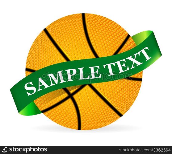 Basket Ball with ribbon on white background