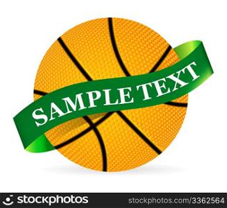 Basket Ball with ribbon on white background