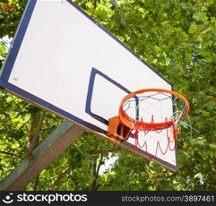 Basket for basketball, white board, horizontal image