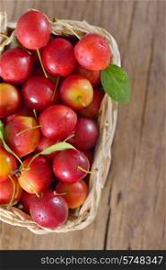 Basket full of fresh mirabelle plums
