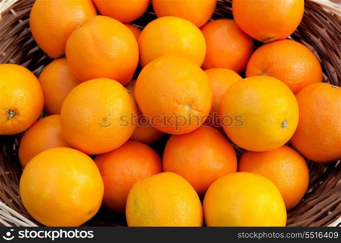 Basket full of oranges with a glowing skin