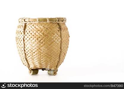 Basket made of bamboo isolated on white background.