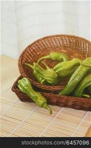 Basket of green peppers