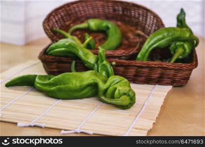 Basket of green peppers