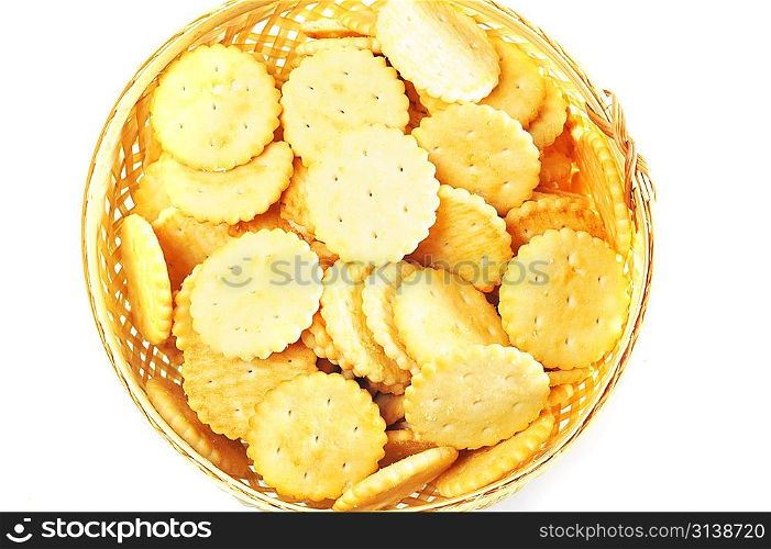 Basket of tasty cookies close up