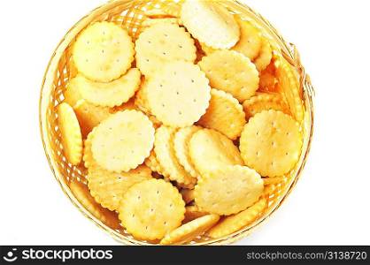 Basket of tasty cookies close up