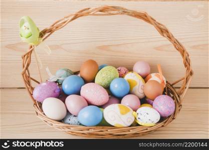 basket with easter eggs