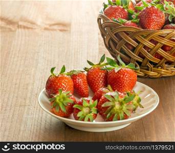 Basket with fresh strawberries