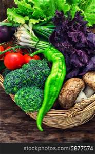 basket with fresh vegetables
