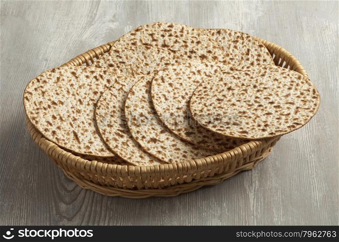 Basket with fresh wholewheat matzah